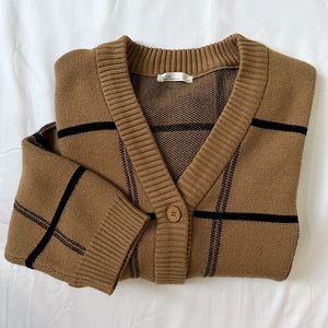 OAK + FORT Oversized Plaid Cardigan